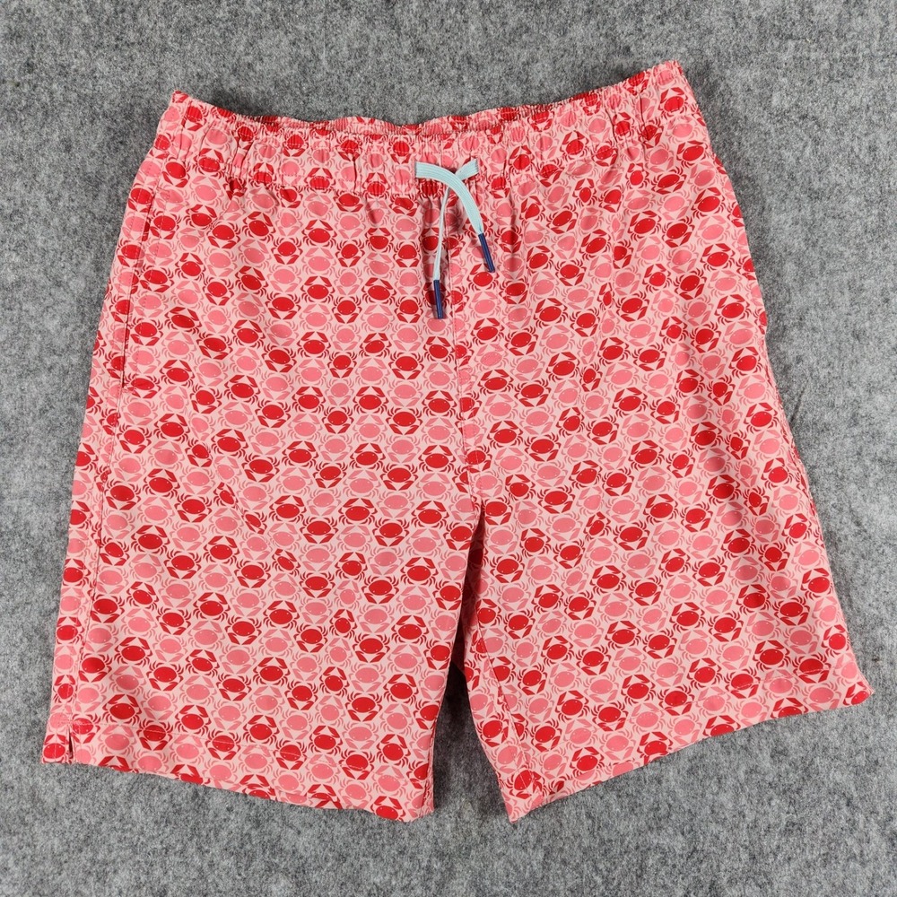 Southern Tide Swim Trunks Youth XL Pink Crab Print Board Shorts Mesh Lined Beach